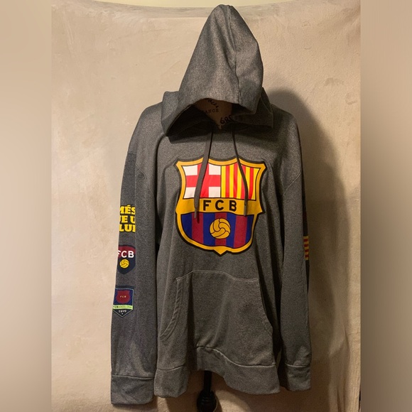 FC Barcelona Gray XL Hooded Sweatshirt - Picture 2 of 10